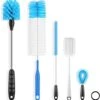 Ultimate 5 Pack Bottle Cleaner Brush Set, Long Handle Bottle Cleaning Brush & Straw Cleaner Brush For Washing Narrow Neck Beer Bottle, Wine Decanter, Pipes, Sinks, Beer Brewing Supplies