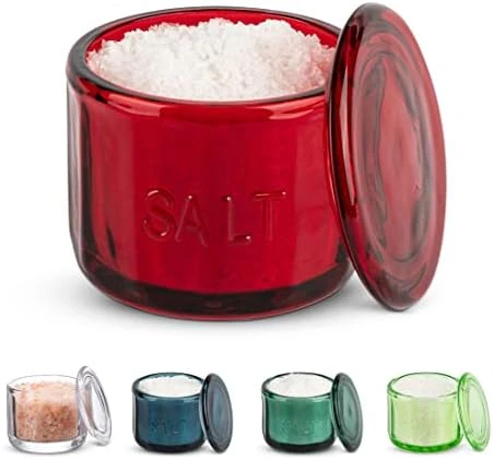 Glass Salt Cellar, With Glass Lid, Embossed Pressed Glass, Clear Storage Container, For Coffee, Sugar, Spices And Candies, Dishwasher Safe, 10 Oz 9 Glass Salt Cellar, With Glass Lid, Embossed Pressed Glass, Clear Storage Container, For Coffee, Sugar, Spices And Candies, Dishwasher Safe, 10 Oz - Image 9