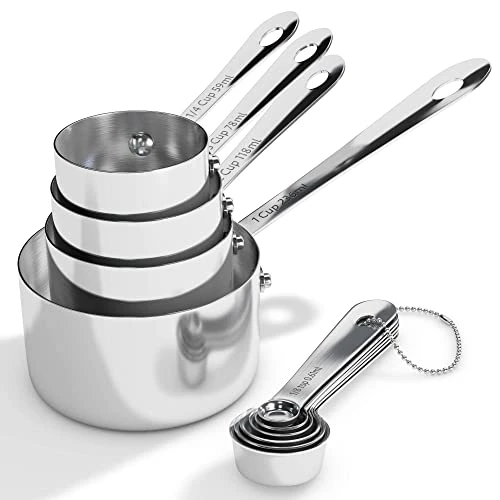 Eavy Duty Professional 10-pc Stainless Steel Measuring Cups And Spoons Set With Riveted Handles, Polished Stackable Measuring Cup And Measuring Spoon, Thick Gauge Steel, Built To Last A Lifetime 5 Eavy Duty Professional 10-pc Stainless Steel Measuring Cups And Spoons Set With Riveted Handles, Polished Stackable Measuring Cup And Measuring Spoon, Thick Gauge Steel, Built To Last A Lifetime - Image 5