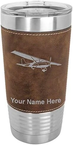 20oz Vacuum Insulated Tumbler Mug, High Wing Airplane, Personalized Engraving Included (Faux Leather, Rustic) -Peugeot Shop 41AUCPuCQL. AC