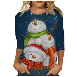 Womens Causal Loose Crewneck Fall Fashion Sweatshirts Long Sleeve Christmas Print Crew Neck Pullover Top Fall Clothes
