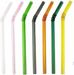 Colored Reusable Glass Straws, 8.7" X 8 Mm Healthy Straw For Beverages Tea Coffee, ECO Friendly - BPA Free, Pack Of 7 With 2 Cleaning Brush 13 Colored Reusable Glass Straws, 8.7" X 8 Mm Healthy Straw For Beverages Tea Coffee, ECO Friendly - BPA Free, Pack Of 7 With 2 Cleaning Brush -Peugeot Shop 41Ag80vdQjL. AC