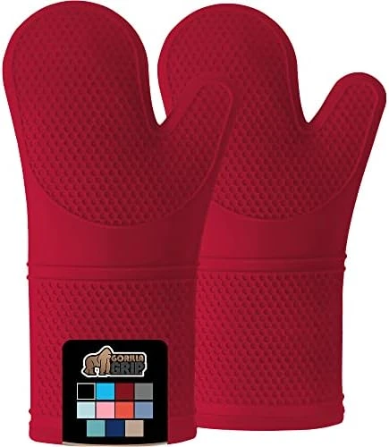 Heat And Slip Resistant Silicone Oven Mitts Set, Soft Cotton Lining, Waterproof, BPA-Free, Long Flexible Thick Gloves For Cooking, BBQ, Kitchen Mitt Potholders, Sets Of 2, 12.5 In, Black 10 Heat And Slip Resistant Silicone Oven Mitts Set, Soft Cotton Lining, Waterproof, BPA-Free, Long Flexible Thick Gloves For Cooking, BBQ, Kitchen Mitt Potholders, Sets Of 2, 12.5 In, Black - Image 10