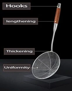 MENI Kitchen Stainless Steel Spider Strainer For Frying Cooking Utensil With 5.4" Wooden Handle,Skimmer Spoon For Hot Pot, Fritters, Noodles, Spaghetti 9 MENI Kitchen Stainless Steel Spider Strainer For Frying Cooking Utensil With 5.4" Wooden Handle,Skimmer Spoon For Hot Pot, Fritters, Noodles, Spaghetti -Peugeot Shop 41Az3qoUbBL