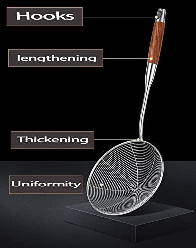 MENI Kitchen Stainless Steel Spider Strainer For Frying Cooking Utensil With 5.4" Wooden Handle,Skimmer Spoon For Hot Pot, Fritters, Noodles, Spaghetti 4 MENI Kitchen Stainless Steel Spider Strainer For Frying Cooking Utensil With 5.4" Wooden Handle,Skimmer Spoon For Hot Pot, Fritters, Noodles, Spaghetti - Image 4