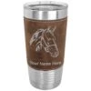 20oz Vacuum Insulated Tumbler Mug, Horse Head 2, Personalized Engraving Included (Faux Leather, Rustic)