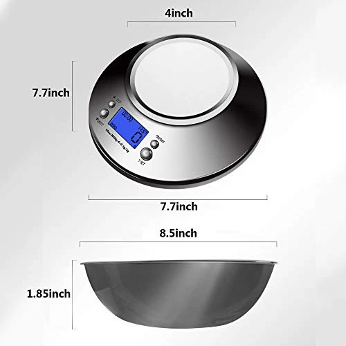 Food Scale With Bowl, Digital Kitchen Weight For Cooking, Baking And Dieting,11lb/5kg, LCD Display, 5kg, Silver 2 Food Scale With Bowl, Digital Kitchen Weight For Cooking, Baking And Dieting,11lb/5kg, LCD Display, 5kg, Silver - Image 2