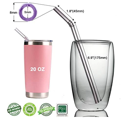 Colored Reusable Glass Straws, 8.7" X 8 Mm Healthy Straw For Beverages Tea Coffee, ECO Friendly - BPA Free, Pack Of 7 With 2 Cleaning Brush 2 Colored Reusable Glass Straws, 8.7" X 8 Mm Healthy Straw For Beverages Tea Coffee, ECO Friendly - BPA Free, Pack Of 7 With 2 Cleaning Brush - Image 2