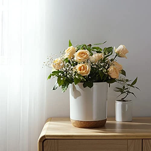 DOWAN Utensil Holder For Kitchen Counter, 7.5 Inches White Cooking Utensil Holder With Thicken Recycled Wooden Cork Mat, DIY Gifts For Moms And Grandma, Kitchen Decor, 4 DOWAN Utensil Holder For Kitchen Counter, 7.5 Inches White Cooking Utensil Holder With Thicken Recycled Wooden Cork Mat, DIY Gifts For Moms And Grandma, Kitchen Decor, - Image 4