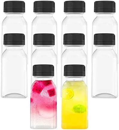 4 OZ Plastic Juice Bottles, Reusable Bulk Beverage Containers, Comes Black Lid, For Juice, Milk And Other Beverages, 10 Pcs. 5 4 OZ Plastic Juice Bottles, Reusable Bulk Beverage Containers, Comes Black Lid, For Juice, Milk And Other Beverages, 10 Pcs. - Image 5
