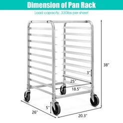PETSITE 10 Tier Sheet Pan Rack, Commercial Aluminum Full & Half Bun Pan Bakery Rack With Brake Wheels For Restaurant Home Kitchen -Peugeot Shop 41BQlu5U8GS