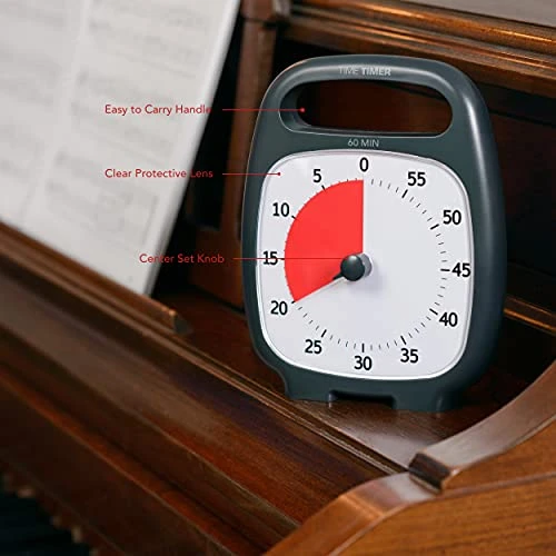 PLUS 60 Minute Desk Visual Timer - Countdown Timer With Portable Handle For Classroom, Office, Homeschooling, Study Tool With Silent Operation (Charcoal) 3 PLUS 60 Minute Desk Visual Timer - Countdown Timer With Portable Handle For Classroom, Office, Homeschooling, Study Tool With Silent Operation (Charcoal) - Image 3