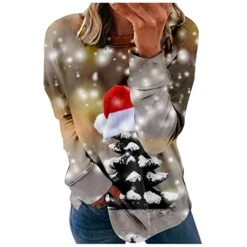 Sweatshirts For Women Loose Fit Fall Crew Neck Christmas Print Long Sleeve Fashion Sweatshirts Pullover Top Streetwear