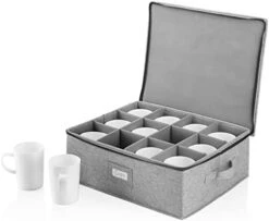 China Storage Container For Saucer And Appetizer Plates - 7" W X 5.5" H - Includes 12 Felt Dividers. Hard Shell And Stackable -Peugeot Shop 41BXusWEkHL. AC