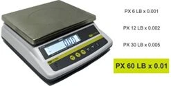 PX 60 X 0.01 LB Capacity Digital Scale Rechargeable Battery Operated LCD Display Stainless Steel Platter KG Grams Ounces OZ Kitchen Deli Produce Electronic NTEP (PX-60)