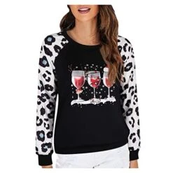 Womens Crewneck Sweatshirt Cute Loose Tops Christmas Print Long Sleeve Fashion Sweatshirts Pullover Top Fall Clothes