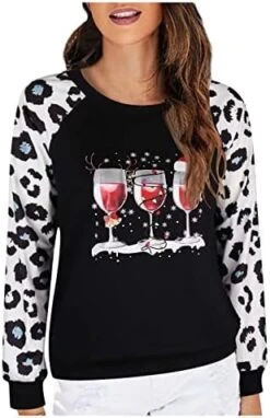 Womens Crewneck Sweatshirt Cute Loose Tops Christmas Print Long Sleeve Fashion Sweatshirts Pullover Top Fall Clothes -Peugeot Shop 41Bh8yLoUVL. AC 1