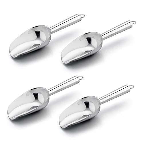 Mini Scoop, E-far 3 Ounce Stainless Steel Kitchen Utility Scoops, Ideal For Candy/Ice Cube/Flour/Sugar/Coffee Bean/Protein Powder, Food Grade & Anti Rust, Easy Clean & Dishwasher Safe (4 Pack) 1 Mini Scoop, E-far 3 Ounce Stainless Steel Kitchen Utility Scoops, Ideal For Candy/Ice Cube/Flour/Sugar/Coffee Bean/Protein Powder, Food Grade & Anti Rust, Easy Clean & Dishwasher Safe (4 Pack)