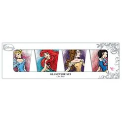 Silver Buffalo 4-Pack Mini Glass Set, 4 Count (Pack Of 1), Disney Princesses Portrait