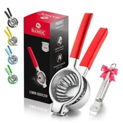 Ed Citrus Press - Stainless Steel Manual Press Heavy Duty Lime , Lemon & Citrus Squeezer β Extra-Large Lime Press For Lemons And Oranges - Gift Of Lemon Zest Grater Included (Red)