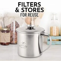 Bacon Grease Container With Strainer - 1L Stainless Steel Cooking Oil Container With Lid & Handle - Large Ghee Container Or Bacon Fat Container Perfect For Storing Fats & Frying Oils -Peugeot Shop 41BwX3zVJmL