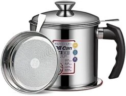 Oil Strainer Pot Grease Can 1.2 L Capacity Stainless Steel Oil Storage Container With Strainer For Kitchen Dust-proof Lid Non-slip Plate Storing Cooking Grease And Frying Oil (Silver) 7 Oil Strainer Pot Grease Can 1.2 L Capacity Stainless Steel Oil Storage Container With Strainer For Kitchen Dust-proof Lid Non-slip Plate Storing Cooking Grease And Frying Oil (Silver) -Peugeot Shop 41BygR0Q37S. AC