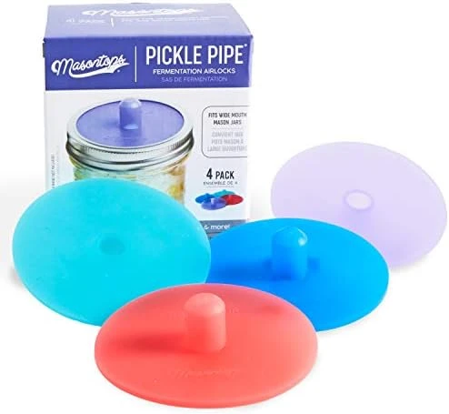 Pickle Pipes - Waterless Airlock Fermentation Lids - Wide Mouth Mason Jar Fermenter Cap - Premium Silicone Top 7 Pickle Pipes - Waterless Airlock Fermentation Lids - Wide Mouth Mason Jar Fermenter Cap - Premium Silicone Top - Image 7