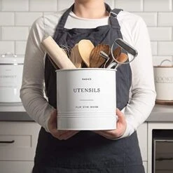 Farmhouse Kitchen Utensil Holder (Jumbo Size - 7" X 7”) - Large Utensil Caddy For Countertop, Utensil Holder For Kitchen Counter Decor, Utensil Organizer (White) 8 Farmhouse Kitchen Utensil Holder (Jumbo Size - 7" X 7”) - Large Utensil Caddy For Countertop, Utensil Holder For Kitchen Counter Decor, Utensil Organizer (White) -Peugeot Shop 41C2J3pmhwS