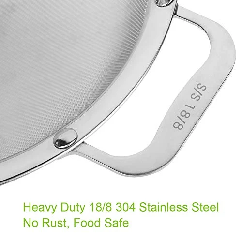 9" Large Mesh Strainer, Stainless Steel 18/8 Extra Fine Quinoa Sieve, With Solid Sturdy Handle, Flour Filter With Wider Hook 1 9" Large Mesh Strainer, Stainless Steel 18/8 Extra Fine Quinoa Sieve, With Solid Sturdy Handle, Flour Filter With Wider Hook