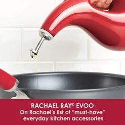 Solid Glaze EVOO Olive Oil Bottle Dispenser With Spout, 24 Ounce, Red