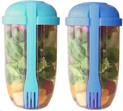 Keep Fit Salad Meal Shaker Cup, 33.8 Oz Fresh Salad Cup With Fork And Salad Dressing Holder, Fresh Salad To Go Container Set Portable Fruit And Vegetable Salad Cups Container- Eat Healthy (Pink+Green) -Peugeot Shop 41C4n8ujx6L. AC