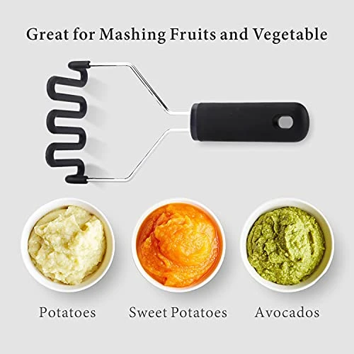 Non-Scratch Potato Masher, Heavy Duty 18/8 Stainless Steel Wrapped In Premium Silicone, Soft Touch Handle, Versatile Masher Hand Tool & Potato Smasher, Gift For Christmas-Black 2 Non-Scratch Potato Masher, Heavy Duty 18/8 Stainless Steel Wrapped In Premium Silicone, Soft Touch Handle, Versatile Masher Hand Tool & Potato Smasher, Gift For Christmas-Black - Image 2