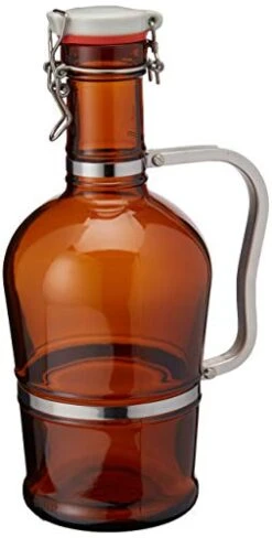 2 Liter Growler With Metal Handle- Amber