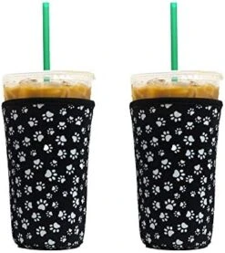 Axendale And Co Reusable Neoprene Insulator Sleeves For Large Sized Iced Coffee And Cold Drink Cups (2 PK Large 32oz, Black Smooth) -Peugeot Shop 41CEV2pueML. AC
