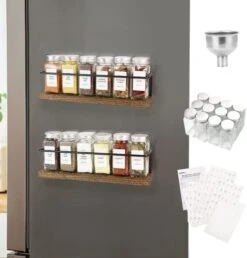KitHero Magnetic Spice Racks With 24 Jars, 216 Labels, 1 Steel Funnel For Refrigerator，Microwave Oven - Full Set Of Spice Organizer -Peugeot Shop 41CGys788JL. AC