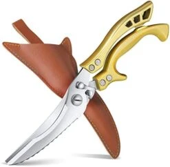 Heavy Duty Poultry Shears Black With Serrated Edge - Spring Loaded Kitchen Scissors For Chicken, Bone, Meat, Turkey, Fish, Vegetables Stainless Cooking Shears For Thanksgiving Christmas Day -Peugeot Shop 41COnRm9G0L. AC