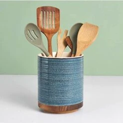 Utensil Holder, 360° Rotating Extra Large Utensil Holder, Utensil Holder For Kitchen Counter, Utensil Crock, 7.6'' Ceramic Stable Utensil Caddy, Farmhouse Kitchen Decor, Mothers Day Gifts -Peugeot Shop 41CV1DTNCCL