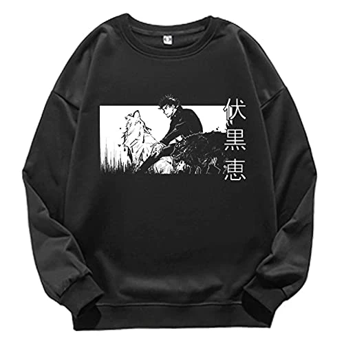 LZZSWDT Men Women Pullover Crew Neck Sweatshirts Japanese Anime Hoodies Jujutsu Kaisen Megumi Fushiguro Outwear Tops 1 LZZSWDT Men Women Pullover Crew Neck Sweatshirts Japanese Anime Hoodies Jujutsu Kaisen Megumi Fushiguro Outwear Tops