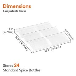 Lifewit Spice Drawer Organizer Spice Rack Seasoning Jars Storage Tray Adjustable Expandable For Kitchen, Countertop, Cabinet, Shelf, 3 Tiers, Set Of 6, Clear