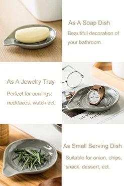 Spoon Rest For Kitchen Countertop Porcelain Spoon Holder For Stove Top Large Holder For Spatula, Spoons Or Tongs, Framhouse Decor, Mothers Day Gifts, Gray -Peugeot Shop 41ChVfzzJoL