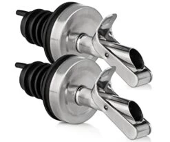 Replacement Olive Oil Dispenser Spout For .6” Bottle Opening - Oil Pourer Dimensions 3.25”H X 1.25”L X 1.25”W - Stainless Steel Automatic Closure Keeps Oil Fresh (Set Of 2)
