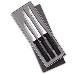 Ada Cutlery Cooking Essentials Knife Starter Gift 3 Piece Set Resin Stainless Steel, 8 7/8 Inches, Black Handle