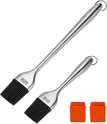 Basting Brush - Grilling BBQ Baking, Pastry And Oil Stainless Steel Brushes With Back Up Silicone Brush Heads(Orange) For Kitchen Cooking & Marinating, Dishwasher 1 Basting Brush - Grilling BBQ Baking, Pastry And Oil Stainless Steel Brushes With Back Up Silicone Brush Heads(Orange) For Kitchen Cooking & Marinating, Dishwasher