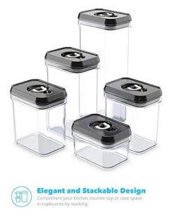 Air-Tight Food Storage Container Set | 5-Piece Set - Durable Plastic - BPA Free - Clear Plastic With Black Lids (2.0 Qt/2.3 Liters) (1.5 Qt./1.7 Liters) (0.9qt/1.0 Liter) (0.35qt/ 0.38 Liter) 11 Air-Tight Food Storage Container Set | 5-Piece Set - Durable Plastic - BPA Free - Clear Plastic With Black Lids (2.0 Qt/2.3 Liters) (1.5 Qt./1.7 Liters) (0.9qt/1.0 Liter) (0.35qt/ 0.38 Liter) -Peugeot Shop 41CuUFgV66L