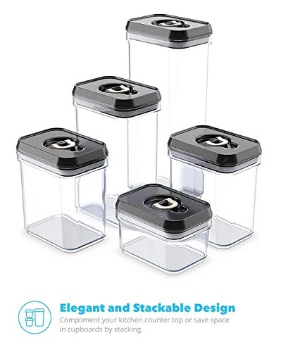 Air-Tight Food Storage Container Set | 5-Piece Set - Durable Plastic - BPA Free - Clear Plastic With Black Lids (2.0 Qt/2.3 Liters) (1.5 Qt./1.7 Liters) (0.9qt/1.0 Liter) (0.35qt/ 0.38 Liter) 5 Air-Tight Food Storage Container Set | 5-Piece Set - Durable Plastic - BPA Free - Clear Plastic With Black Lids (2.0 Qt/2.3 Liters) (1.5 Qt./1.7 Liters) (0.9qt/1.0 Liter) (0.35qt/ 0.38 Liter) - Image 5