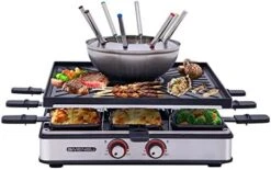 GIVENEU Electric Fondue Pot Set, 600ML Fondue Pot With Grill Plate, 8 Color-Coded Forks, 8 Non-Stick Pans, Dual Thermostat Fondue Grill Combo For Chocolate, Cheese, Grilling -Peugeot Shop 41CxPmV6lQL. AC