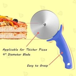 4-Inch Pizza Cutter Wheel,Heavy Stainless Steel Large Pizza Cutter With Cover,Premium Kitchen Pizza Slicer With Good Grips Handle Super Sharp,Easy To Clean And Dishwasher Safe-Blue -Peugeot Shop 41CzNuql21S