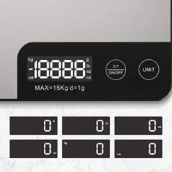 MAX 33lb Kitchen Scale With Measure Length(8inch), Food Scales Digital Weight Grams And Oz With Shrink Hook, 6 Units, Tare Function, High Precision To 1g/0.1oz For Baking And Cooking -Peugeot Shop 41D1FVXd7GL
