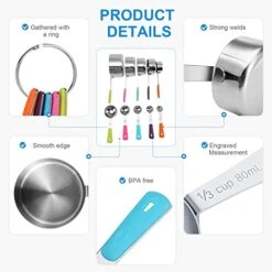 13Pcs Stainless Steel Measuring Cups And Spoons Set (Stainless Steel-Colorful, 8Cup+5Spoons) -Peugeot Shop 41DHfO49WgL