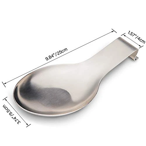 Stainless Steel Spoon Rest,spoon Holder For Stove Top,Utensil Spoon Rest For Kitchen Counter,Brushed Finish, Countertop Heavy Duty,Dishwasher Safe 3.8 X 9.4 Inch (Silver Color 1PC) 2 Stainless Steel Spoon Rest,spoon Holder For Stove Top,Utensil Spoon Rest For Kitchen Counter,Brushed Finish, Countertop Heavy Duty,Dishwasher Safe 3.8 X 9.4 Inch (Silver Color 1PC) - Image 2